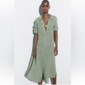 Zara Linen Shirtdress NWT